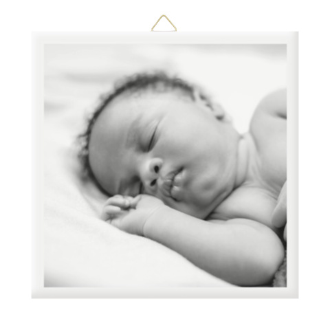 Geboortetegeltje met zwart wit foto