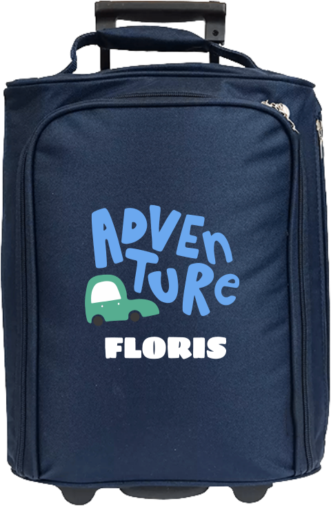 Reistrolley met vrolijke letters en auto