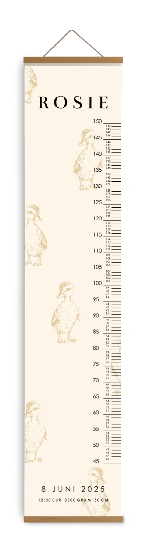 Groeimeter voor kinderkamer met schattige eendjes