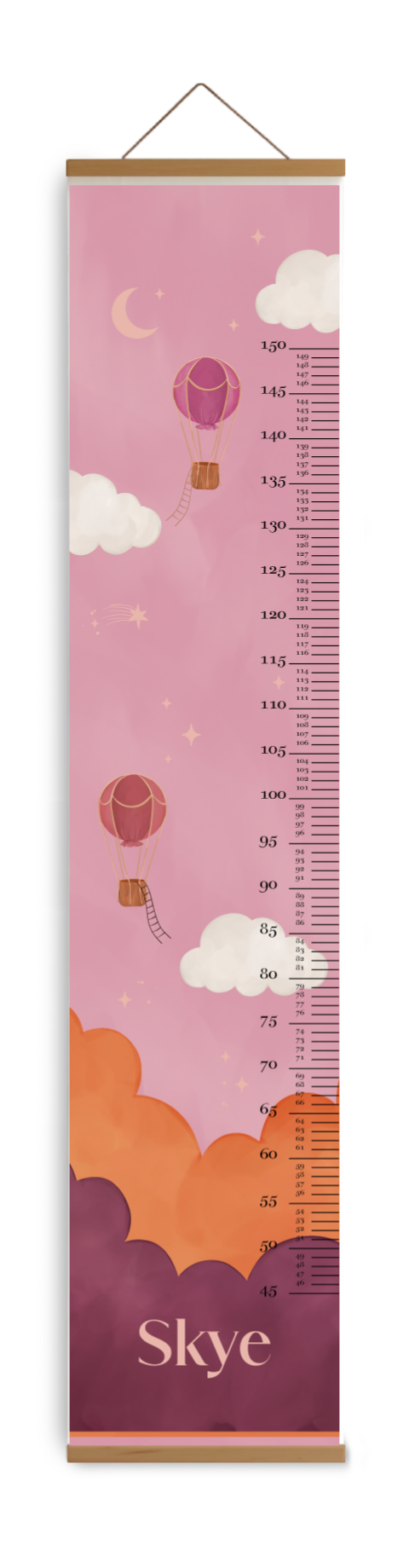 Groeimeter kinderkamer met luchtballon en naam