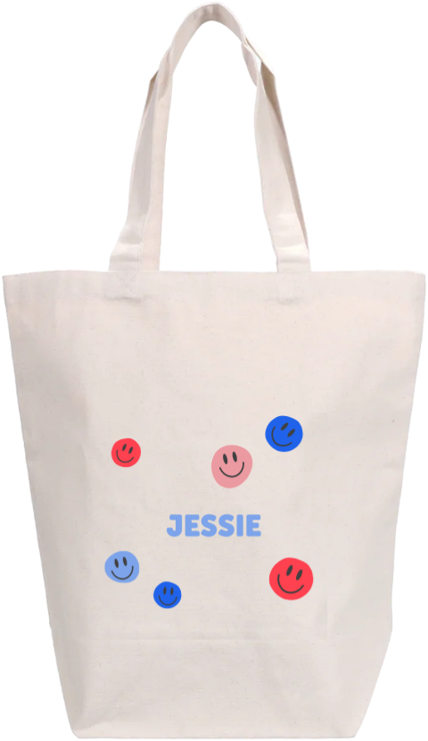 Katoenen tasje verjaardagscadeau met smileys