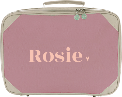 Koffertje met naam colorblocking en klein hartje