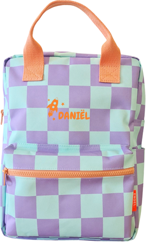 Rugzak gepersonaliseerd met naam en raket