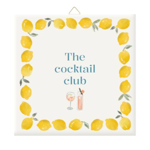 Tegeltje cocktail club met citroenen