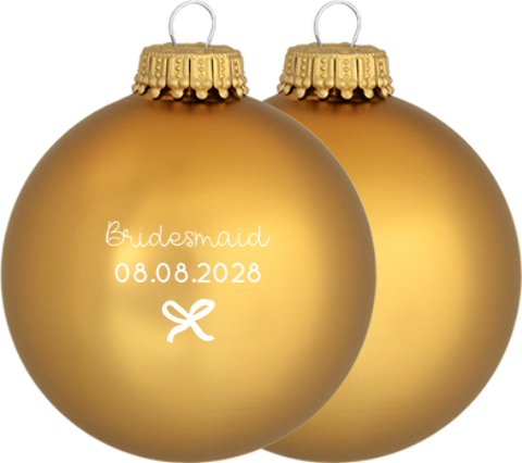 Getuige vragen gepersonaliseerde kerstbal met strikje  | Set van 2