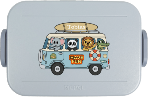 Mepal lunchbox TO GO met naam en kawaii dieren busje