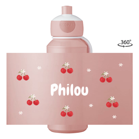 Mepal pop-up drinkfles met naam, kersen en bloemetjes
