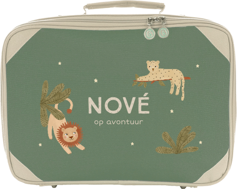 Koffertje met naam en junglethema 