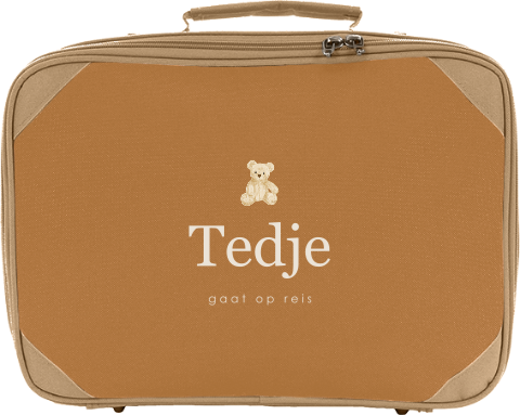 Logeerkoffertje met naam en teddybeertje