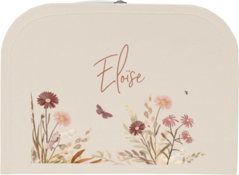 Kinderkoffertje met naam en vintage bloemen