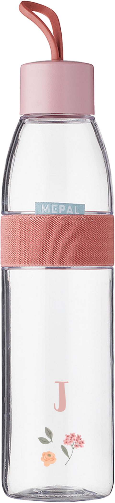 Mepal waterfles Ellipse met initiaal en bloemen