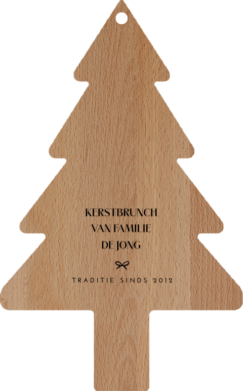 Kerst borrelplank kerstboom met eigen tekst graveren
