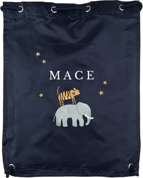 Gymtas met naam, tijger en olifant