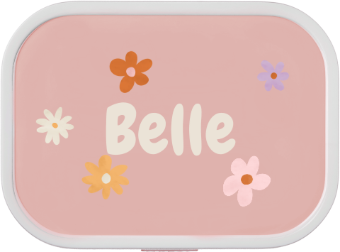 Mepal lunchbox Campus met naam en kleurrijke bloemetjes