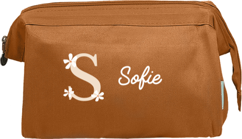 Toilettas met initiaal en bloemen