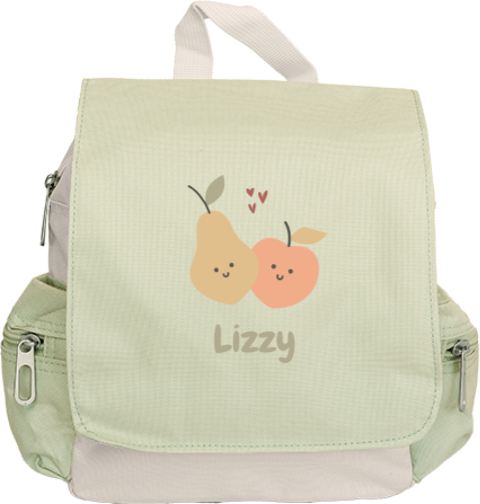 Rugzak Adventure met naam en lieve fruitillustraties