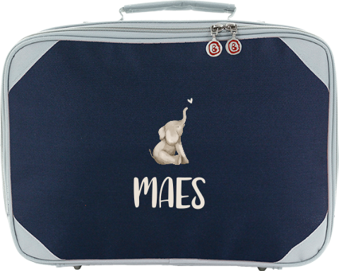 Logeerkoffertje met naam en olifantje