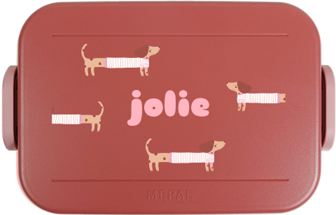 Mepal lunchbox TO GO met naam en teckels