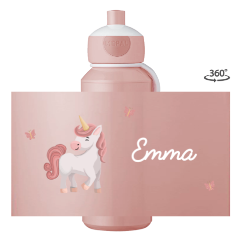 Mepal pop-up drinkfles met naam en unicorn