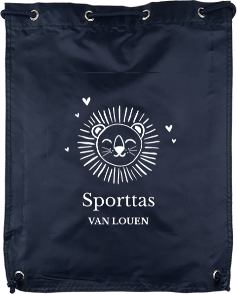 Gymtas met lijntekening leeuw en naam