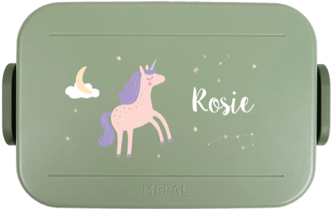 Mepal lunchbox TO GO met naam, eenhoorn en sterrenhemel