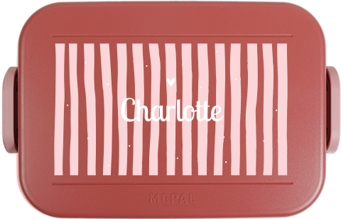 Mepal lunchbox TO GO met naam en strepen