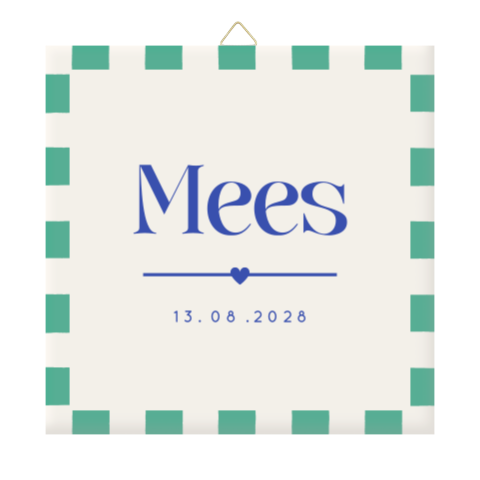 Geboortetegeltje in colorblocking groen en blauw