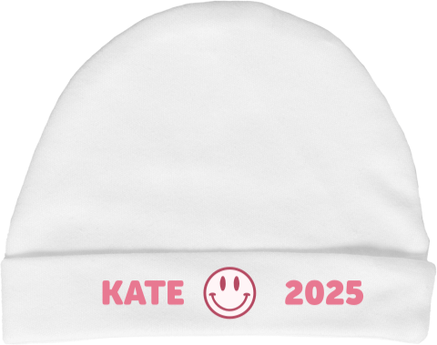 Babymutsje met naam en smiley