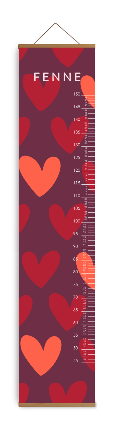 Groeimeter kinderkamer met hartjespatroon