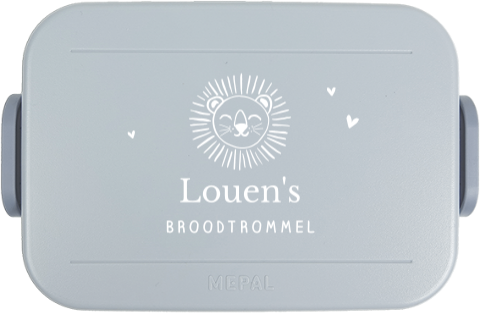 Mepal broodtrommel To Go met naam en lijntekening leeuw