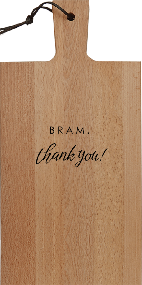 Borrelplank met naam en bedankt