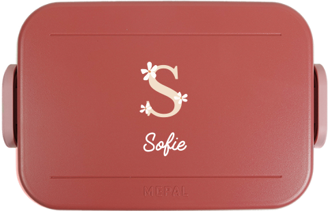 Mepal lunchbox TO GO met naam, initiaal en bloemen