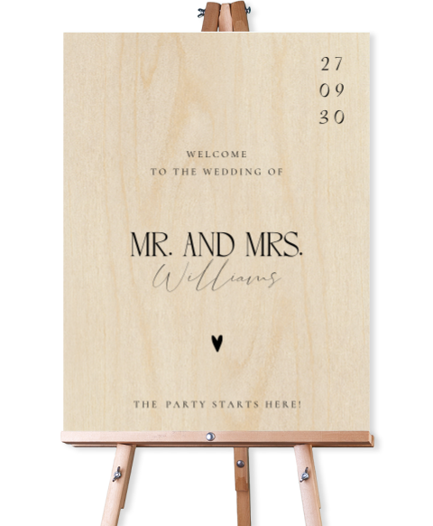 Welkomstbord van hout klassiek met hartje