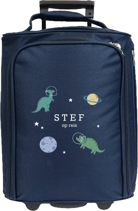 Reistrolley met naam, dino's en planeten