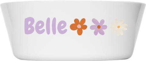 Kinderkommetje met naam en kleurrijke bloemetjes
