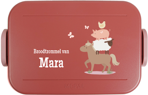 Mepal lunchbox TO GO met naam en boerderij dieren