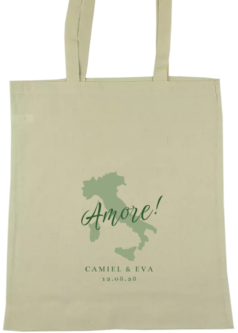 Linnen tasje voor bruiloft in Italië