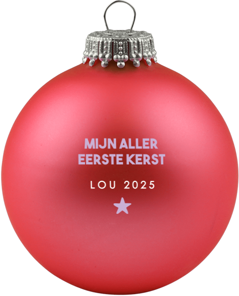 Milestone kerstbal met naam baby's eerste kerst met lila ster