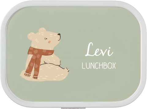 Mepal lunchbox Campus met naam en beertje met sjaal