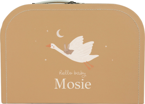 Lief kinderkoffertje met gans en konijn