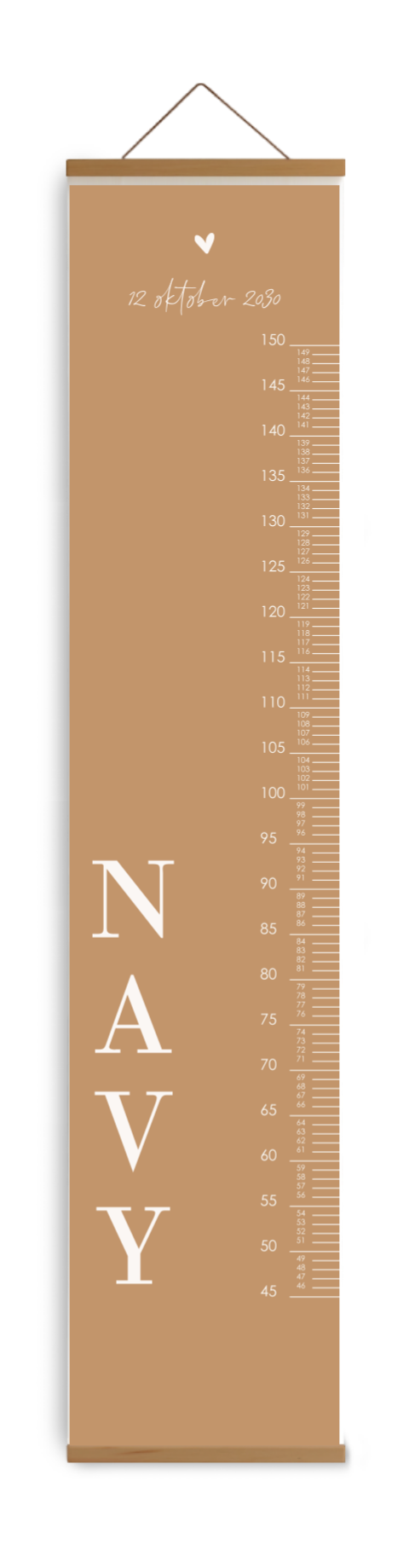Groeimeter in neutrale kleuren met een hartje