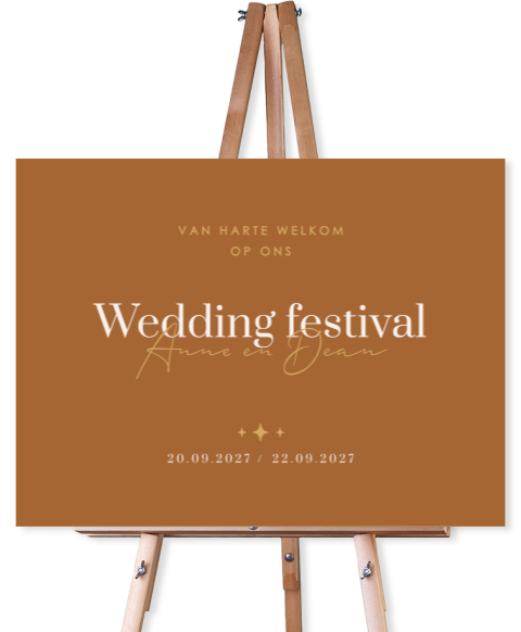 Welkomstbord bruiloft in stijlvol bruin