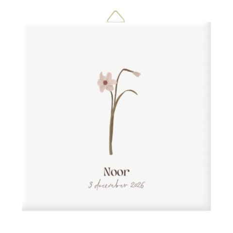 Gepersonaliseerd tegeltje met de geboortebloem van december