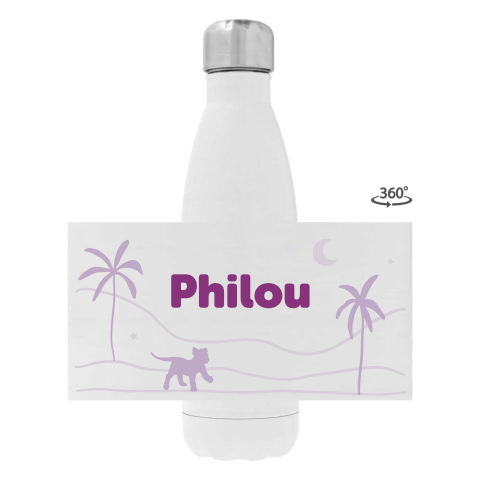 Rvs drinkfles met naam en palmbomen