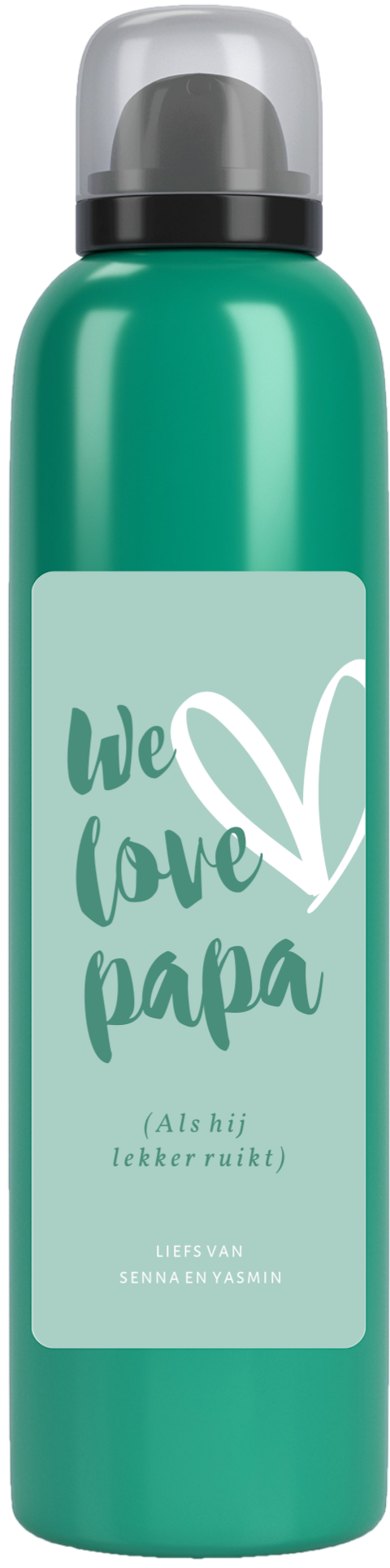 Douchefoam vaderdag met turquoise design en hartje