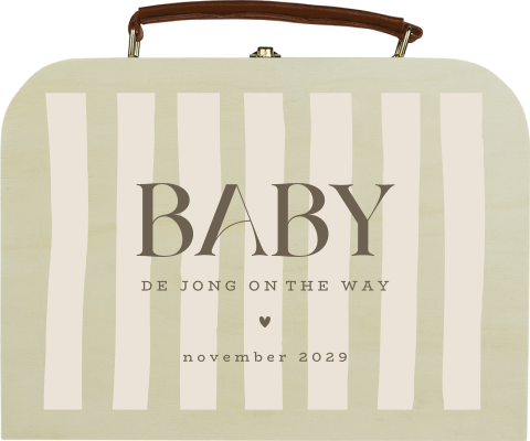 Koffertje zwangerschapsaankondiging met hartje
