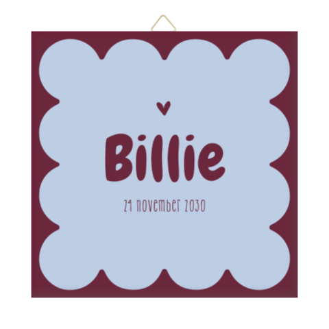 Geboortetegeltje blauw bordeaux met naam