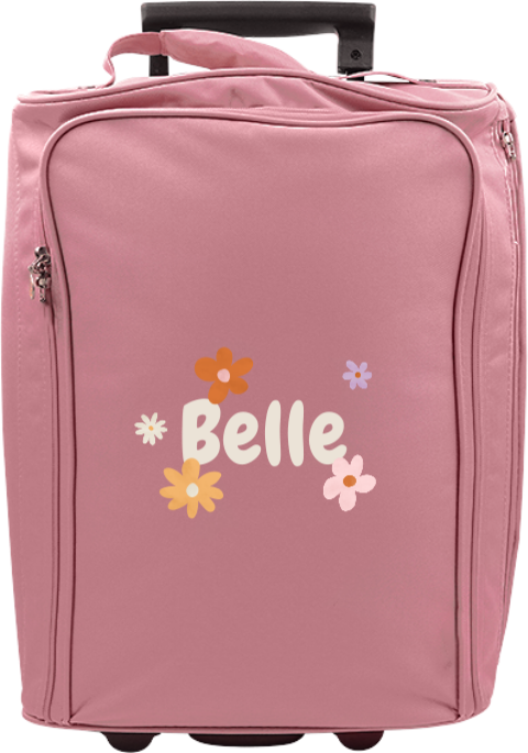 Reistrolley met naam en kleurrijke bloemetjes