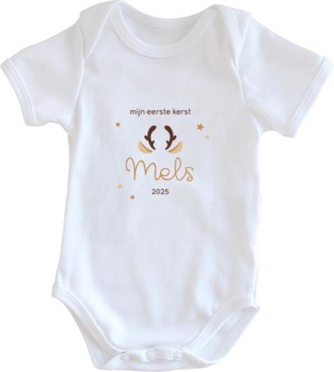 Mijn eerste Kerst rompertje met naam en hertengewei