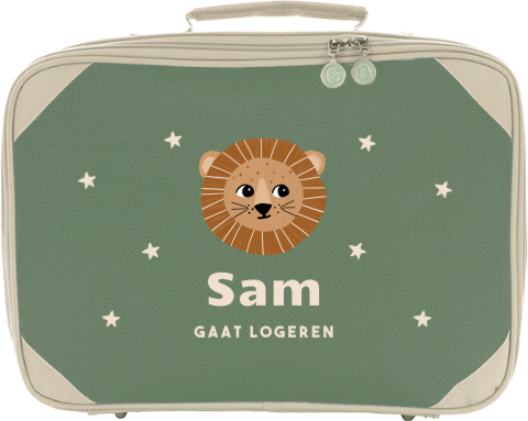 Koffertje met leeuw, sterren en naam